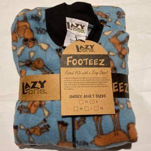 Footie Fleece Pajamas with moose print & trapdoor
